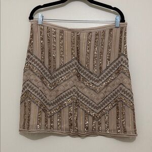 Anthropologie Mauve and Gold Sequin Mini Skirt